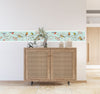 GB30011 Grace & Gardenia Birds in PInes Peel and Stick Wallpaper Border 10in Height x 18ft Long, Blue White Pink Yellow