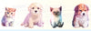 GB30021 Kittens & Puppies Peel and Stick Wallpaper Border 10in or 8in Height x 15ft Long, Beige Blue Orange Cream