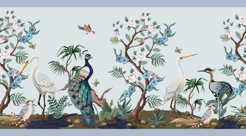 GB50031 Chinoiserie Herons Peel and Stick Wallpaper Border 10