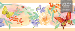 GB50081 Floral Butterfly Watercolor Peel and Stick Wallpaper Border 10