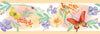 GB50081 Floral Butterfly Watercolor Peel and Stick Wallpaper Border 10in Height x 18ft Peach/Green/Orange