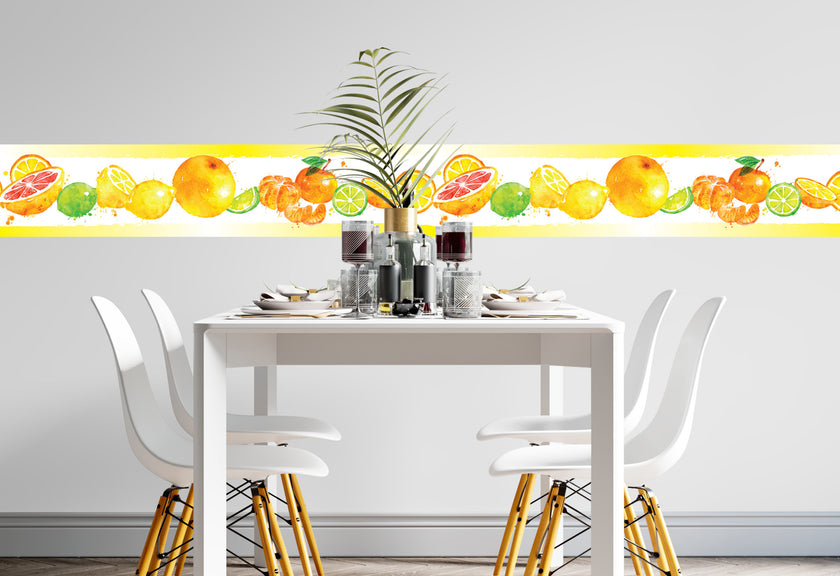 GB50111g8 Citrus Splash Peel and Stick Wallpaper Border 8in Height x 15ft Yellow Orange Green