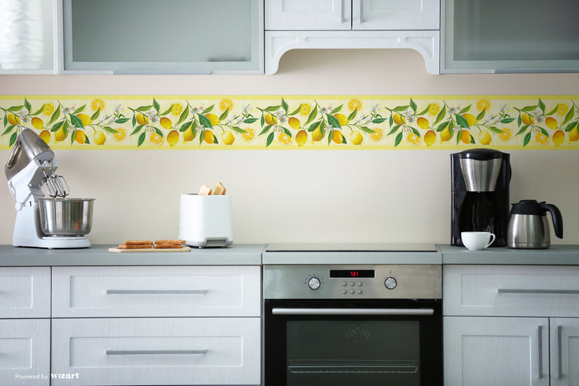GB50121 Lemon Flower Peel and Stick Wallpaper Border 10in Height x 15ft Yellow Green White