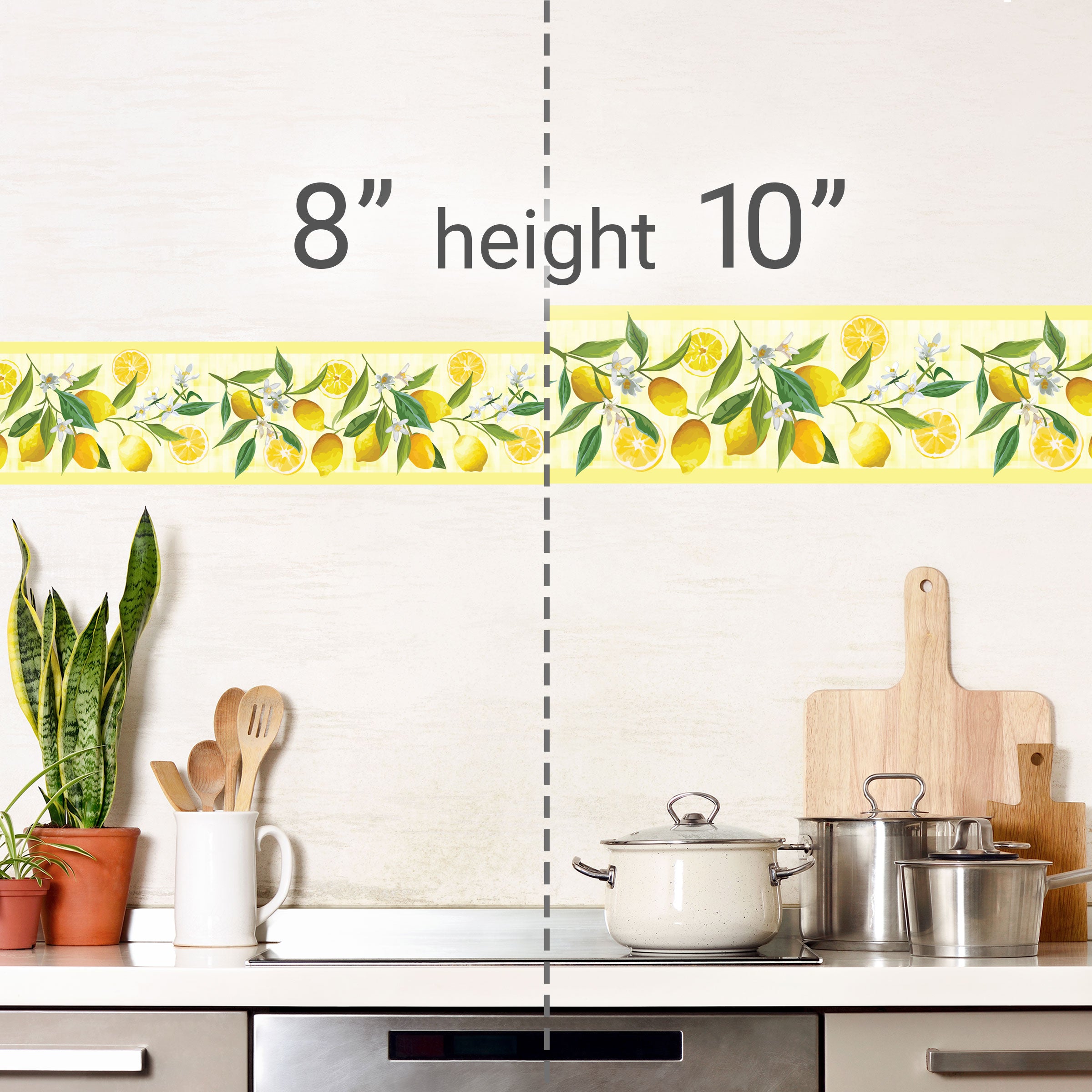 GB50121 Lemon Flower Peel and Stick Wallpaper Border 10in Height x 15ft Yellow Green White