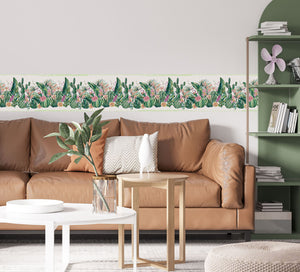 GB50131 Cactus Flowers Wallpaper Border 10in Height x 15ft Long, Green Beige Pink
