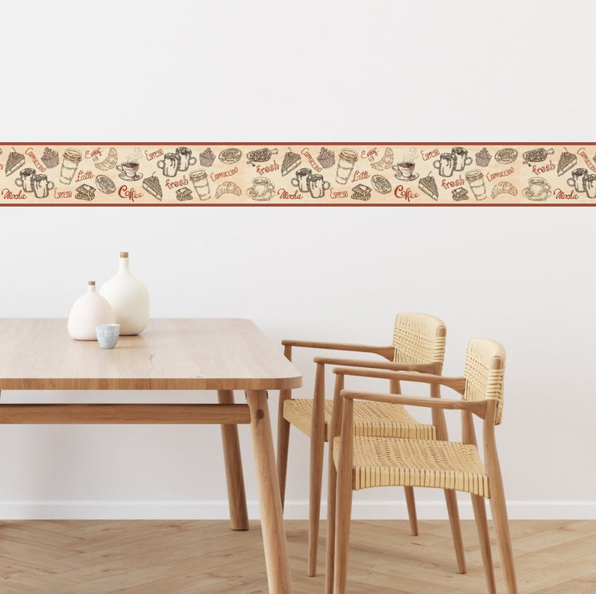 GB80011 Coffee Illustrations Peel and Stick Wallpaper Border 10