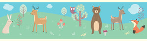 GB90031g8 Forest Animals Peel and Stick Wallpaper Border 8in Height x 18ft Long Blue/Green/Tan