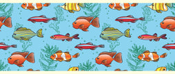 GB90061g8 Cartoon Fish Peel and Stick Wallpaper Border 8in Height x 18ft Long Blue/Green/Orange