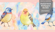 GB90071 Watercolor Birds Peel and Stick Wallpaper Border 10