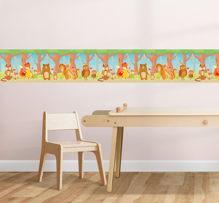 GB90081 Woodland Families Peel and Stick Wallpaper Border 10