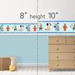 GB90091g8 Cartoon Dogs Bones & Paws Peel and Stick Wallpaper Border 8in Height x 18ft Blue Beige Gray Black
