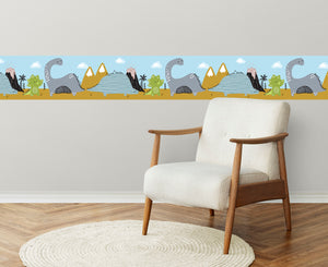 GB90101 Cartoon Dinosaur Scene Peel and Stick Wallpaper Border 10