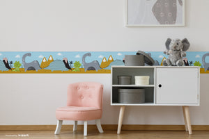 GB90101 Cartoon Dinosaur Scene Peel and Stick Wallpaper Border 10