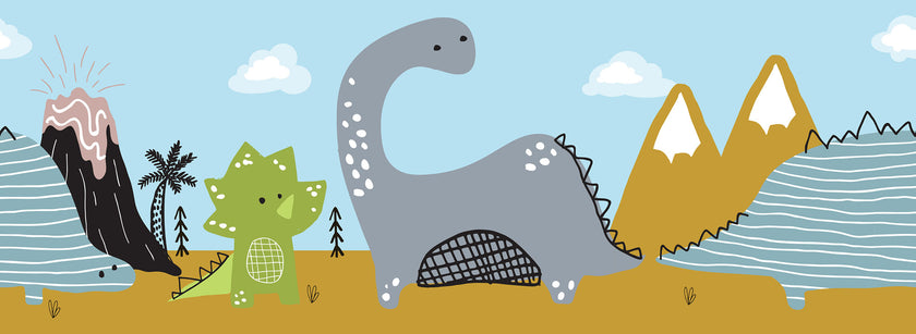 GB90101 Cartoon Dinosaur Scene Peel and Stick Wallpaper Border 10