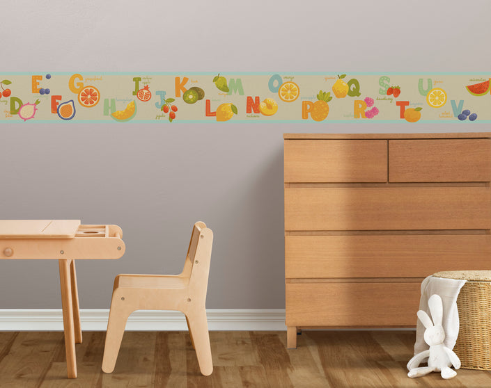 GB90111 Grace & Gardenia Fruit Alphabet Peel and Stick Wallpaper Border 10