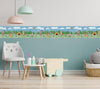 GB90140 Grace & Gardenia Camping Animals Peel and Stick Wallpaper Border 10in Height x 18ft Long, Blue Green Yellow Brown