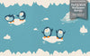GB90170 Grace & Gardenia Playful Penguins Peel and Stick Wallpaper Border 10in or 8in Height x 15ft Long, Blue Beige Orange