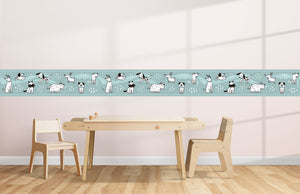GB90190 Hand Drawn Dogs Peel and Stick Wallpaper Border 10in Height x 15ft Long, Blue White Black
