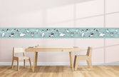 GB90190 Grace & Gardenia Hand Drawn Dogs Peel and Stick Wallpaper Border 10in or 8in Height x 15ft Long, Blue White Black