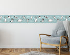 GB90190 Grace & Gardenia Hand Drawn Dogs Peel and Stick Wallpaper Border 10in or 8in Height x 15ft Long, Blue White Black