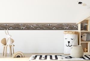 GB90240 X-Ray Dinosaurs Peel and Stick Wallpaper Border 10in or 8in Height x 15ft Long, Brown Black White