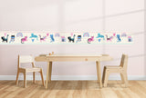 GB90260 Grace & Gardenia Colorful Cats Peel and Stick Wallpaper Border 10in Height x 18ft Long, Pink Blue Green Cream