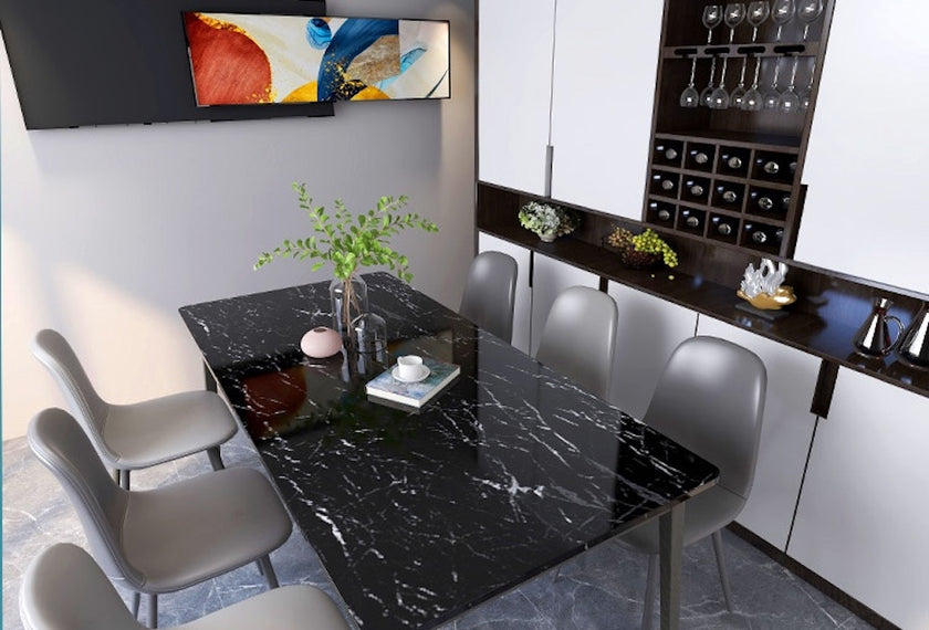 GW0001C Black Marble Peel & Stick Adhesive Removable 17.7 inch wide roll x 16.5 Ft long, covers 24 Square Feet.