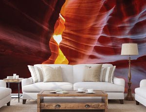 GM0010 Antelope Canyon Wallpaper Mural, Premium Peel and Stick Material, Wall Decoration For Living room, Bedroom and Offices, Orange Yellow