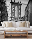 GM0040 Grace & Gardenia Manhattan Bridge Premium Peel and Stick Mural 8.67ft. wide x 10ft. height, Black White Gray