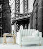 GM0040 Grace & Gardenia Manhattan Bridge Premium Peel and Stick Mural 8.67ft. wide x 10ft. height, Black White Gray