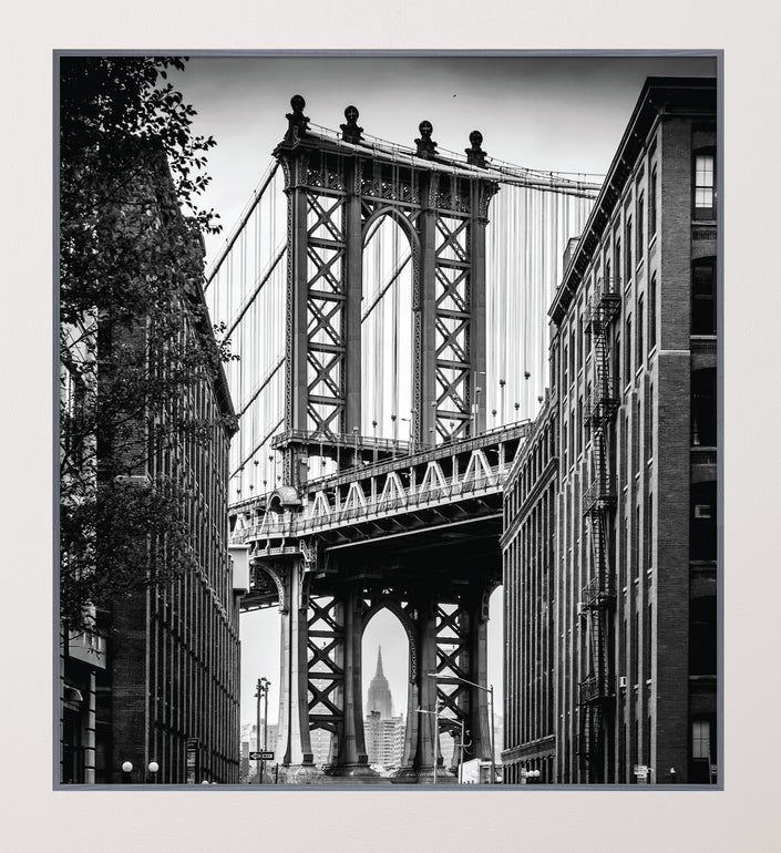 GM004F Grace & Gardenia Manhattan Bridge Premium Peel and Stick Mural 46 inch wide x 51 inch height Black White Gray