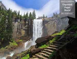GM0060 Grace & Gardenia Yosemite Waterfall Premium Peel and Stick Mural 13ft. wide x 10ft. height, Green White Brown Blue