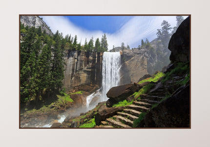 GM006F Grace & Gardenia Yosemite Waterfall Premium Peel and Stick Mural 69 inch wide x 46 inch height Green White Brown Blue