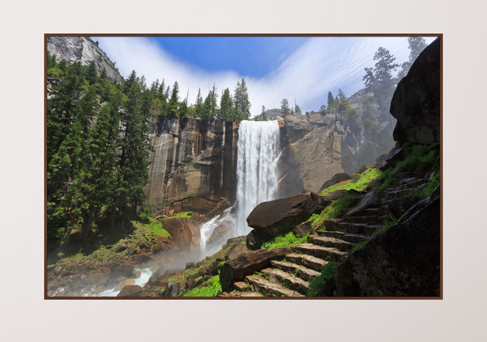 GM006F Grace & Gardenia Yosemite Waterfall Premium Peel and Stick Mural 69 inch wide x 46 inch height Green White Brown Blue