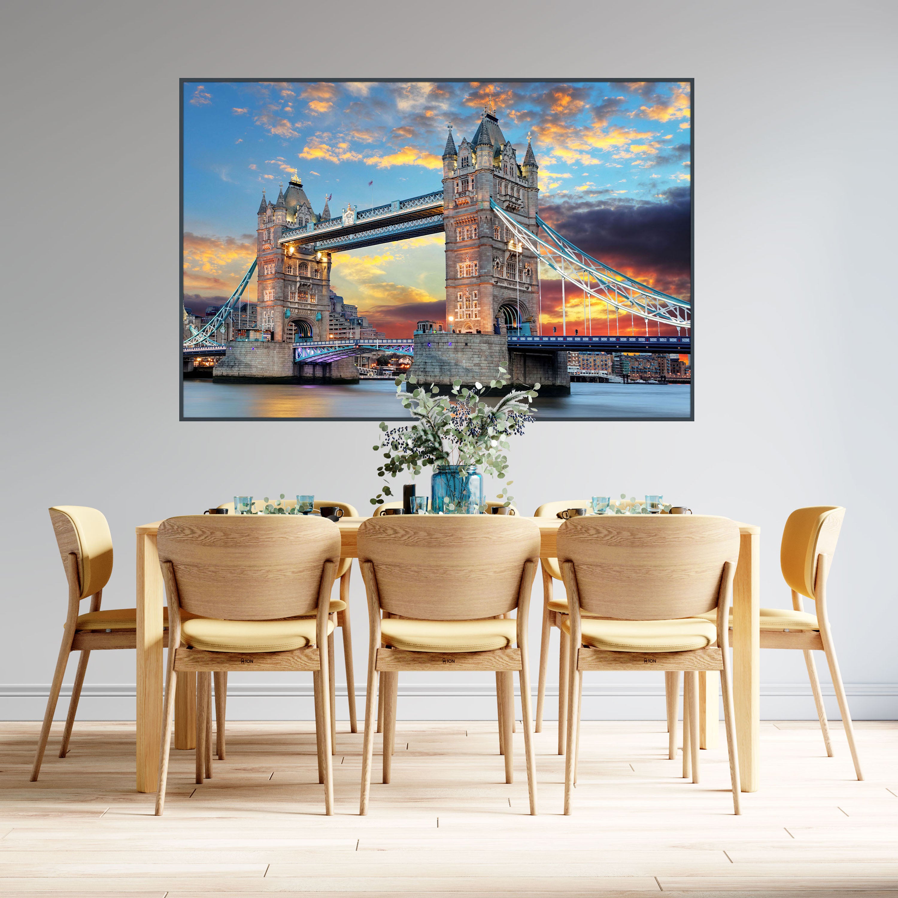 GM008F Grace & Gardenia Tower Bridge London Premium Peel and Stick Mural 69 inch wide x 46 inch height Blue Gray Yellow