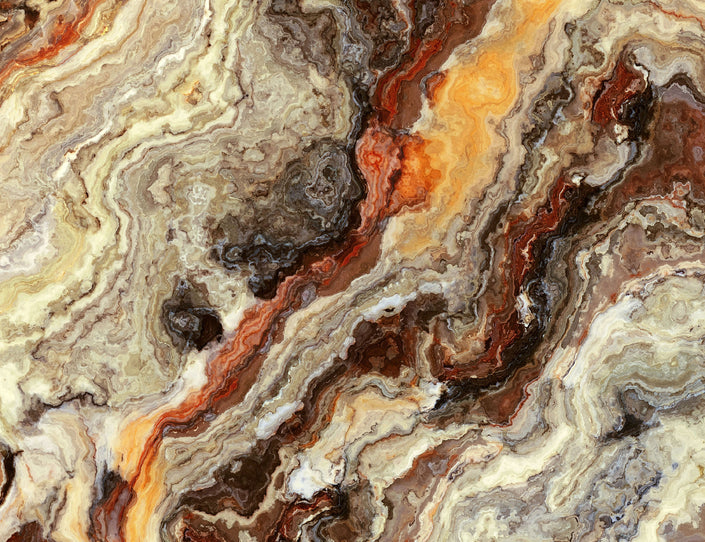 GM0090 Grace & Gardenia Onyx Marble Premium Peel and Stick Mural 13ft. wide x 10ft. height, Orange Gray Beige Brown