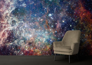 GM0100U Grace & Gardenia Deep Space Stars Unpasted Premium Matte Paper Mural 13ft. wide x 10ft. height, Blue/White/Yellow/Orange