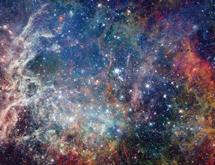 GM0100 Grace & Gardenia Deep Space Stars Premium Peel and Stick Mural 13ft. wide x 10ft. height, Blue White Yellow Orange
