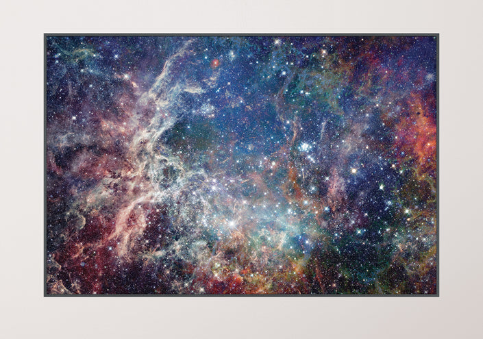 GM010F Grace & Gardenia Deep Space Stars Premium Peel and Stick Mural 69 inch wide x 46 inch height Blue White Yellow Orange