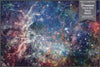 GM010F Grace & Gardenia Deep Space Stars Premium Peel and Stick Mural 69 inch wide x 46 inch height Blue White Yellow Orange