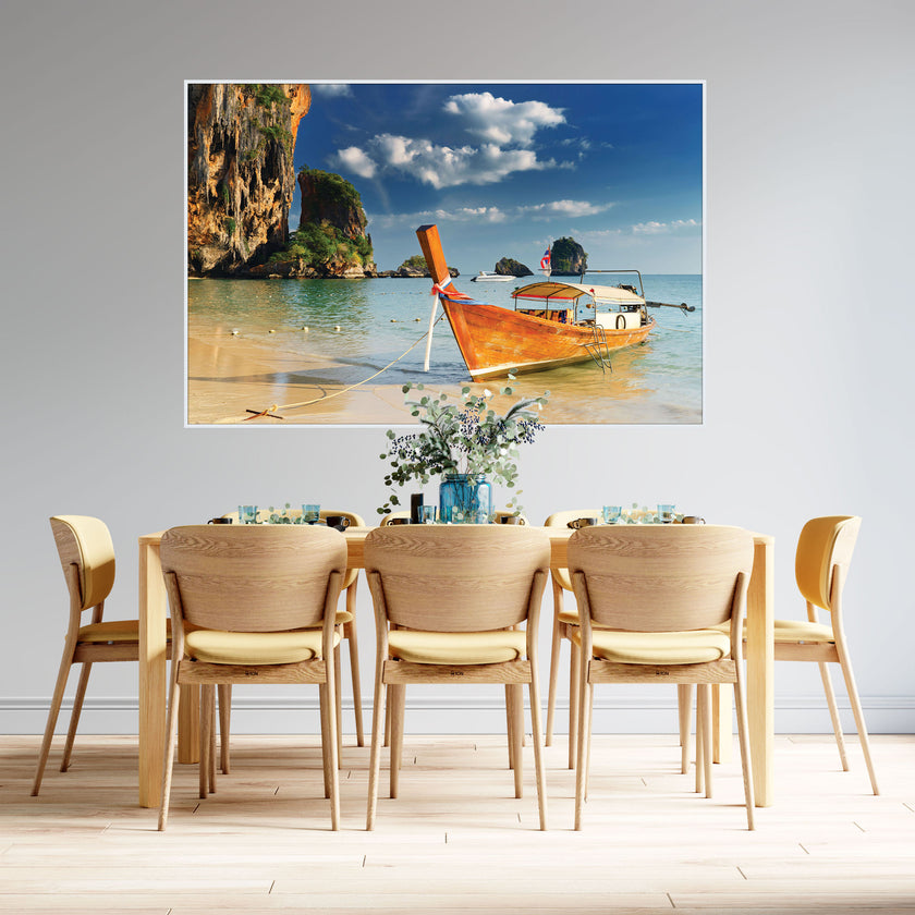 GM011F Grace & Gardenia Tropical Cove Premium Peel and Stick Mural 69 inch wide x 46 inch height Blue Orange Beige