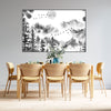 GM012F Grace & Gardenia Chinese Ink Landscape Premium Peel and Stick Mural 69 inch wide x 46 inch height Black White Gray