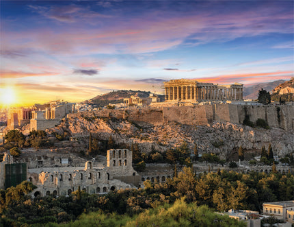 GM0130 Grace & Gardenia Parthenon Premium Peel and Stick Mural 13ft. wide x 10ft. height, Blue Yellow Green Cream