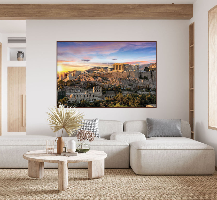 GM013F Grace & Gardenia Parthenon Premium Peel and Stick Mural 69 inch wide x 46 inch height Blue Yellow Green Cream