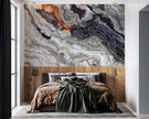 GM0150U Grace & Gardenia Multicolor Marble Unpasted Premium Matte Paper Mural 13ft. wide x 10ft. height, White Gray Orange Green