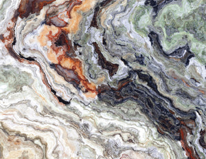 GM0150 Grace & Gardenia Multicolor Marble Premium Peel and Stick Mural 13ft. wide x 10ft. height, White Gray Orange Green