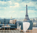 GM0160U Grace & Gardenia Paris in the Snow Unpasted Premium Matte Paper Mural 13ft. wide x 10ft. height, Blue Gray White