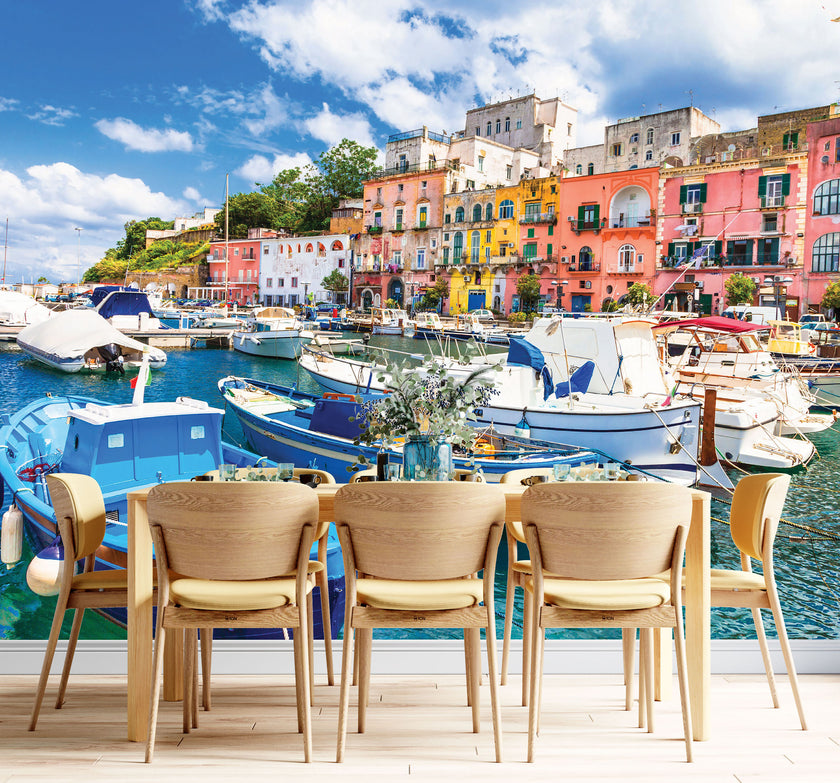 GM0180 Grace & Gardenia Venice Canal Premium Peel and Stick Mural 13ft. wide x 10ft. height, Blue Pink White