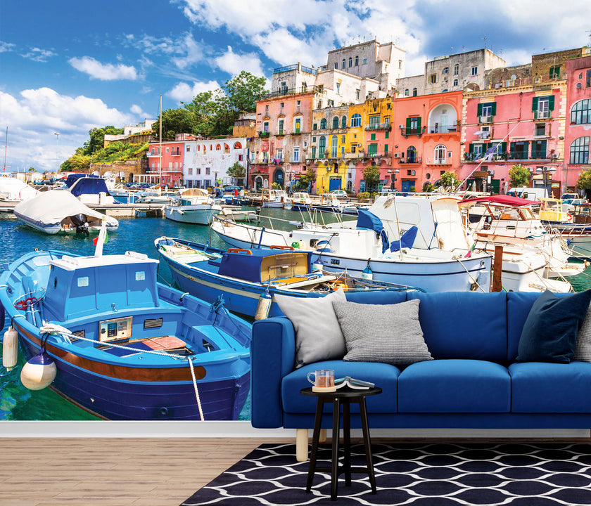 GM0180 Grace & Gardenia Venice Canal Premium Peel and Stick Mural 13ft. wide x 10ft. height, Blue Pink White