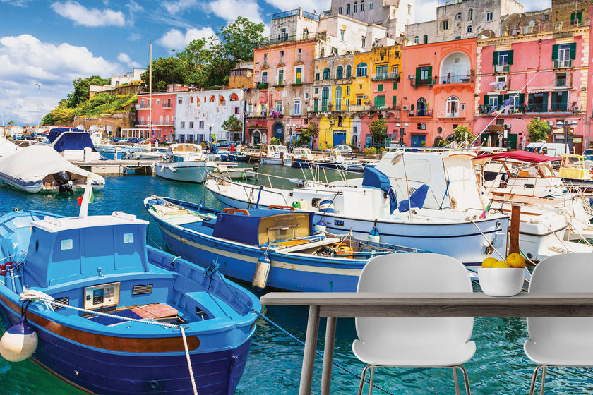 GM0180 Grace & Gardenia Venice Canal Premium Peel and Stick Mural 13ft. wide x 10ft. height, Blue Pink White